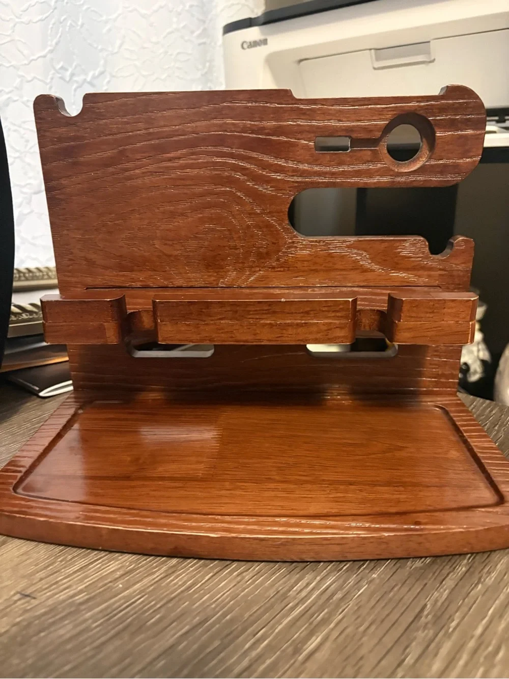 Wooden organizer and valet station.